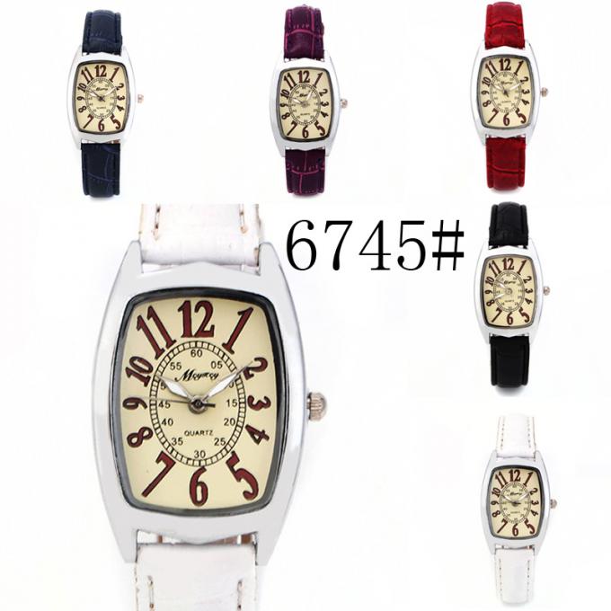 Der Frauen-WJ-8426 Farblegierungs-Uhrgehäuse-Rosa-Lederband-Uhr Mode-Handgelenk-der Qualitätssicherungs-8