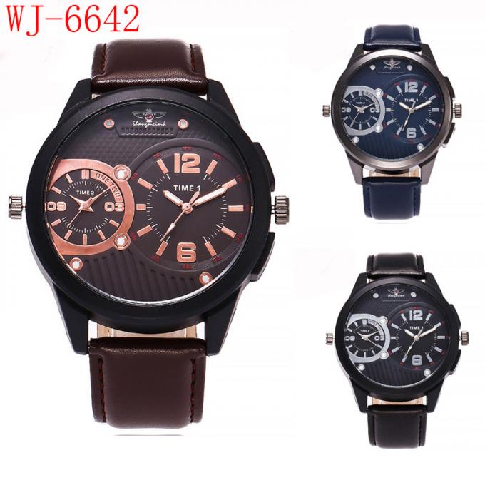 WJ-7126 China handwatches Männer der Wal-Freudenuhrfabrik heiße verkaufende einfache zufällige Armbanduhren ledernen großen Gesichtes