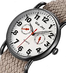 WJ9007 besitzen einbrennende Luxusuhr-Frauen Nylon Soem-Uhr niedriges MOQ zufällige wasserdichte Kalender-Armbanduhr-Logo-Gewohnheit