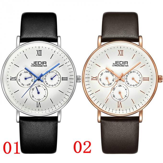 WJ-7396 Marken-Mann-Uhren des Großhandel-JEDIR entwerfen datums-spät Tagesleder-Armbanduhren Quarz 3ATM Handwatches Selbst