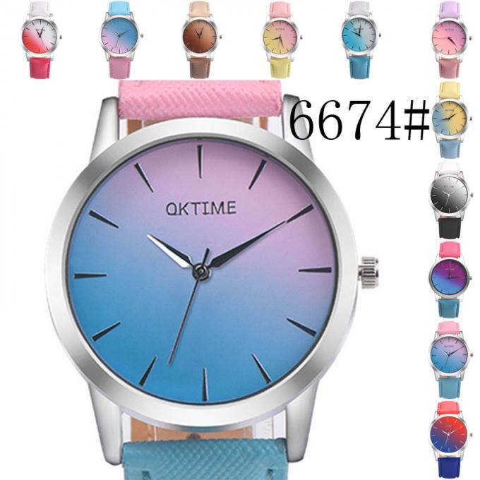 Frauen-purpurrote gute Qualitäts-Geschenk-Legierungs-Uhrgehäuse-Dame Leather Watch der Mode-WJ-8455