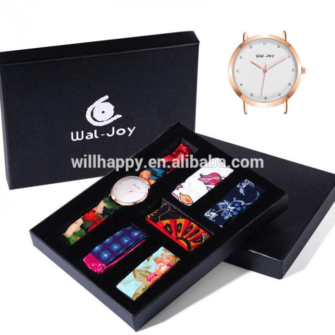 Wal-Freuden-kundenspezifisches Logo gesponnener Bügel-Luxusgeschenk-Uhr-Satz für Kinderarmbanduhr des Mädchen-Frauen-Designer-Uhr-Änderungs-Band-DIY