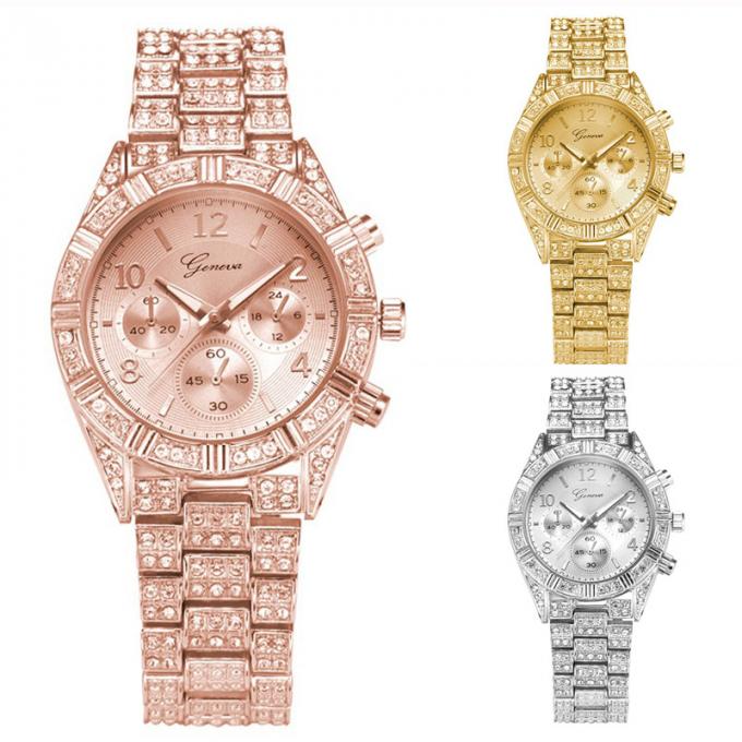 WJ-6433 Yiwu Armbanduhr-Schmuck-Uhren Fabrik-Vorrat-Mode-Goldluxusdamen-Wristwatch Alloy Women für Frau