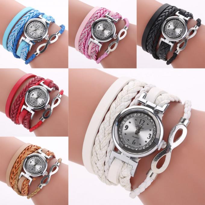 WJ-6963 China Gewebe-Mädchen-Armbanduhr Fabrik-weibliche Mode-Uhr-billige reizend Punkkleiderarmband-Damen-Uhr weiche