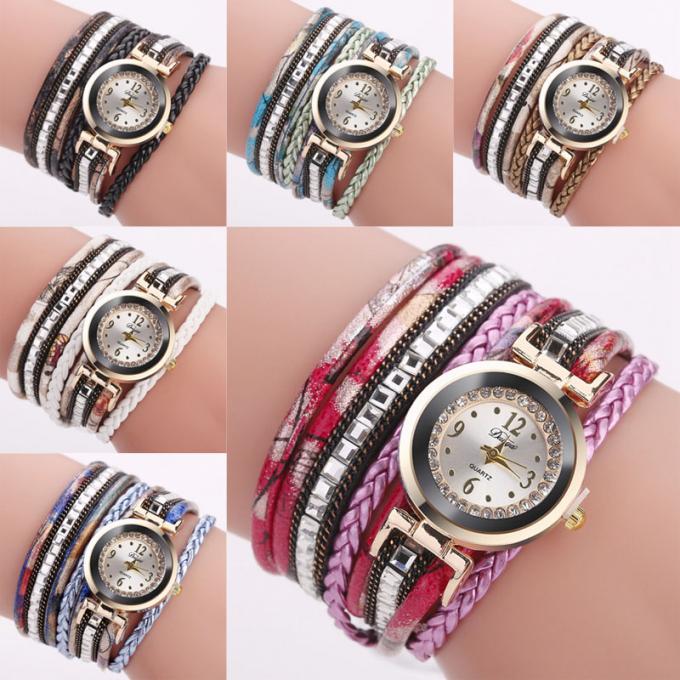 WJ-6963 China Gewebe-Mädchen-Armbanduhr Fabrik-weibliche Mode-Uhr-billige reizend Punkkleiderarmband-Damen-Uhr weiche