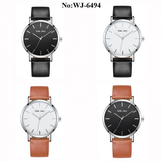 Der Quarz-Handgelenk-Lederband-Uhr der neuen Männer der Mode-WJ-7985