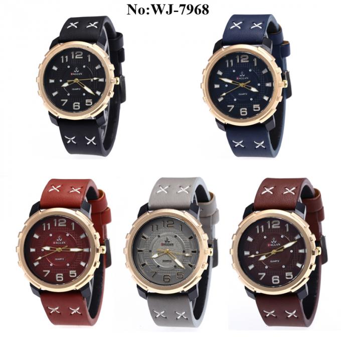 Der Quarz-Handgelenk-Lederband-Uhr der neuen Männer der Mode-WJ-7985