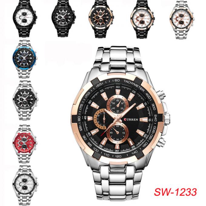 WJ-7604 MEGIR Herr-Edelstahl-Quarz-Uhr-automatisches Datum die Armbanduhr 2027 der kleinen drei Meedle-Mode-Männer
