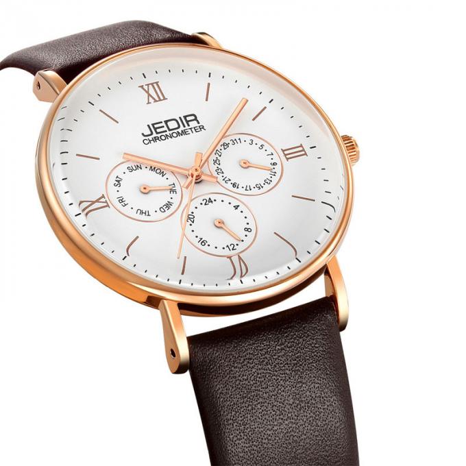 WJ-7396 Marken-Mann-Uhren des Großhandel-JEDIR entwerfen datums-spät Tagesleder-Armbanduhren Quarz 3ATM Handwatches Selbst