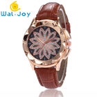 WJ-7804 Fashion Casual Creative Women's Watch Leather Strap Petal Rhinestone Watch Cross-border Trend Quartz Handwatch